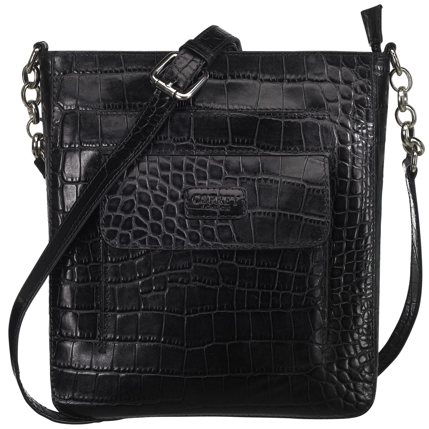 OSPREY LONDON The Carapace Across Body Handbag, Black at John Lewis