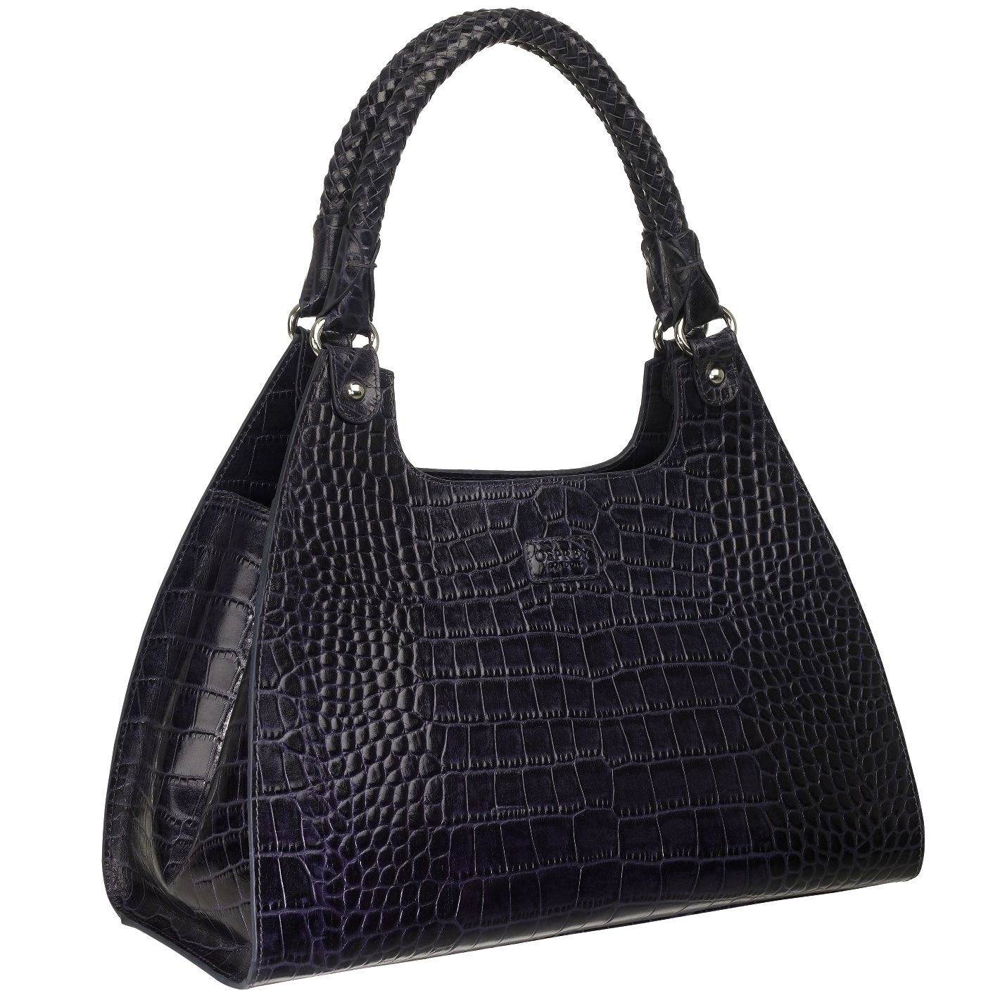 Osprey London The New Siren Polished Croc Grab Bag, Navy at JohnLewis