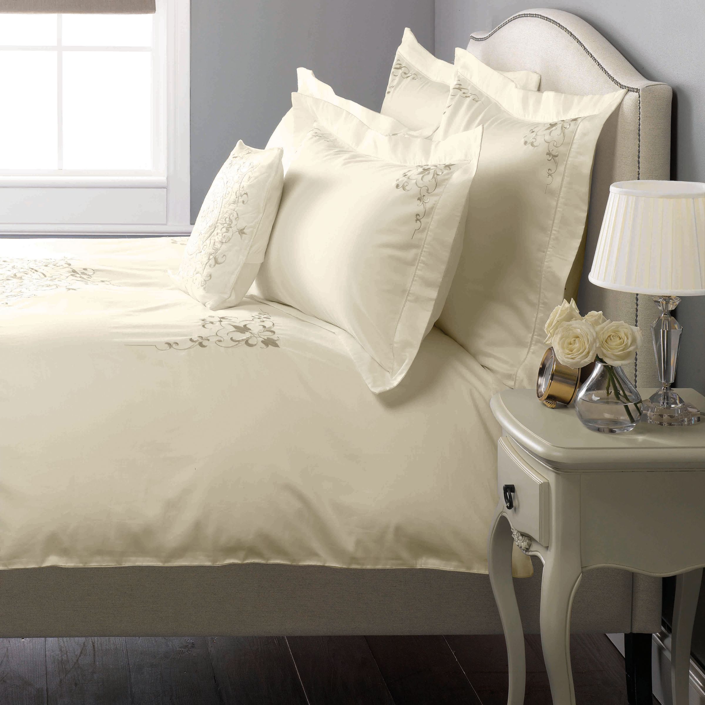 John Lewis Scroll Embroidery Duvet Covers, Cream