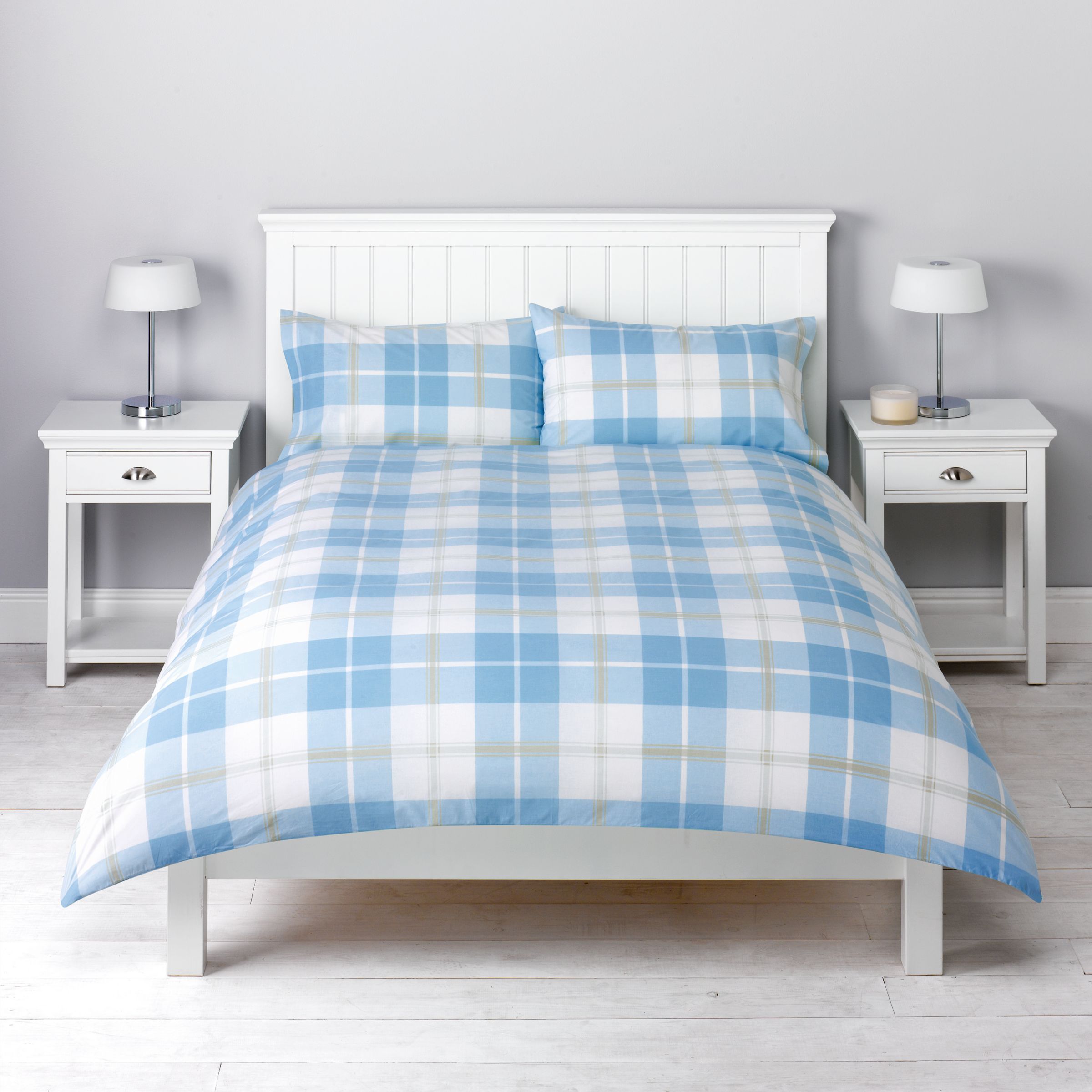 John Lewis Fresh Check Duvet Covers, Blue