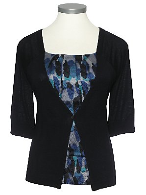 Blouse and Cardigan Set, Navy blue, 10