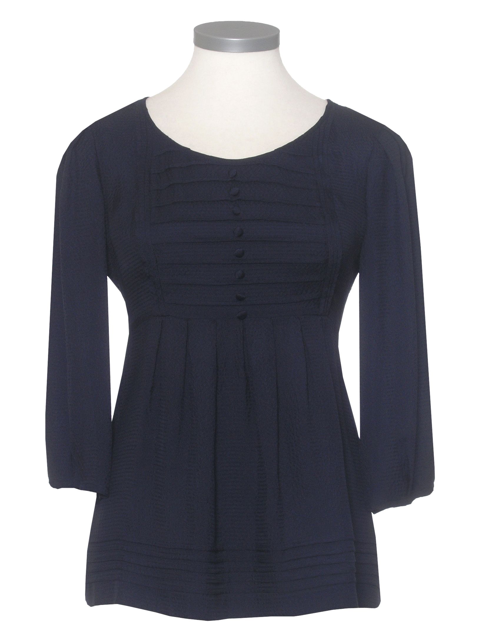 Kaliko 3/4 Sleeve Seersucker Blouse, Navy, 16