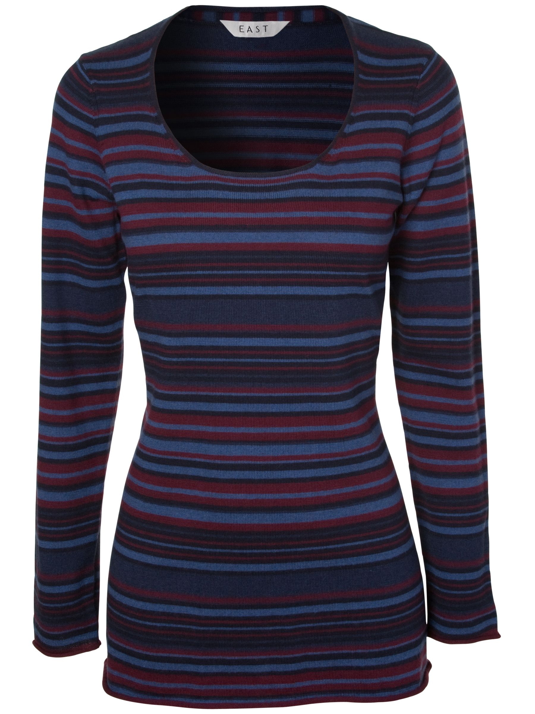 East Taryn Stripe Longline Jumper, Indigo, 10