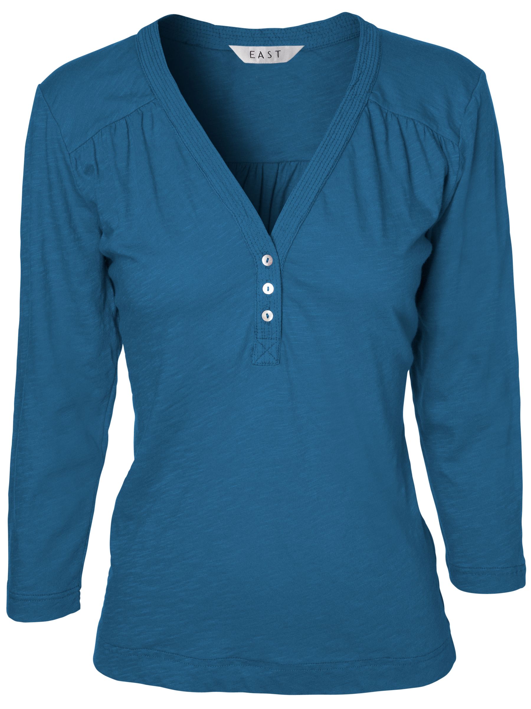 East Stitch Trim Cotton Top, Mid Indigo, 18