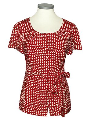 Spot Button Blouse, Red, 16