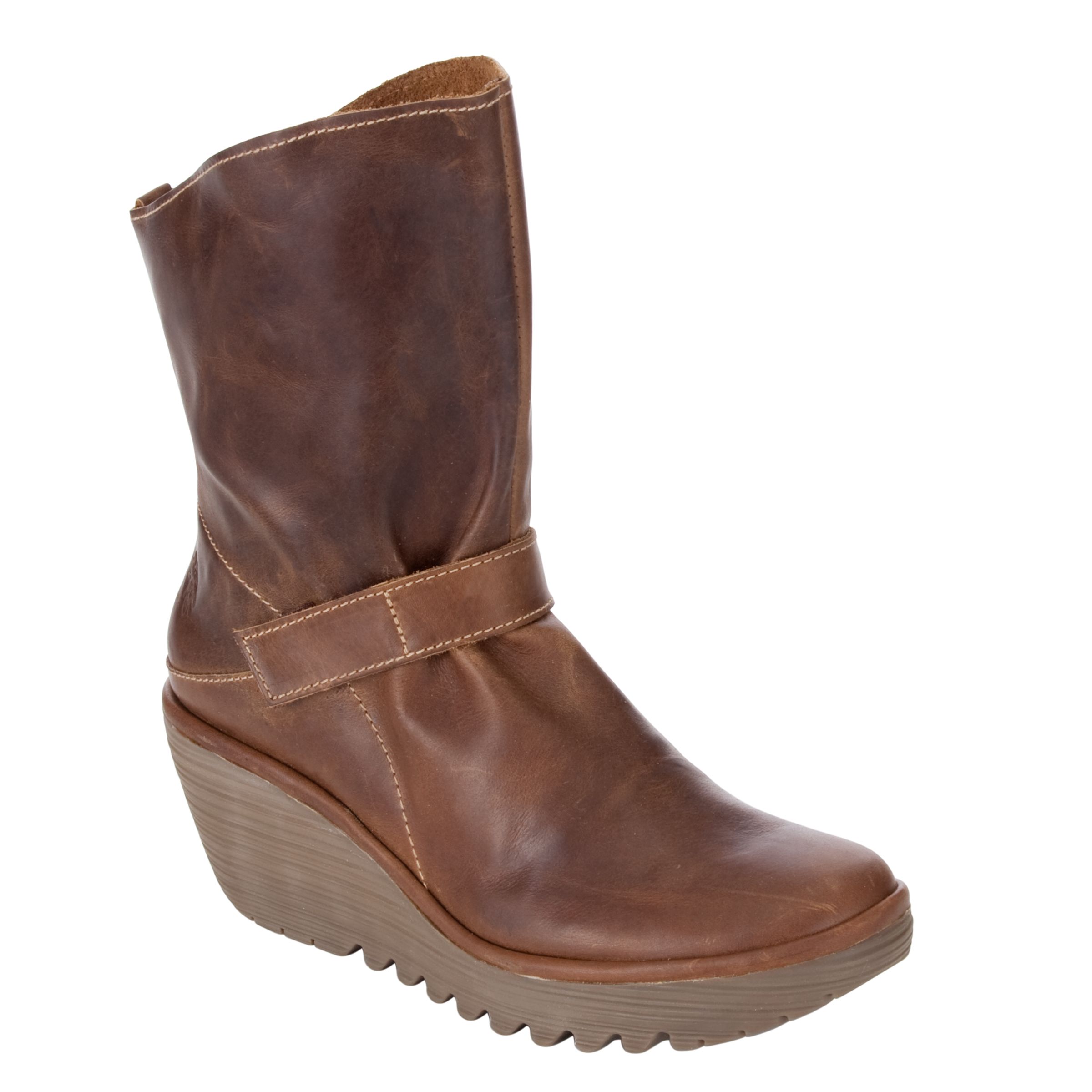Fly Yoshi Ankle Wedge Boots, Camel