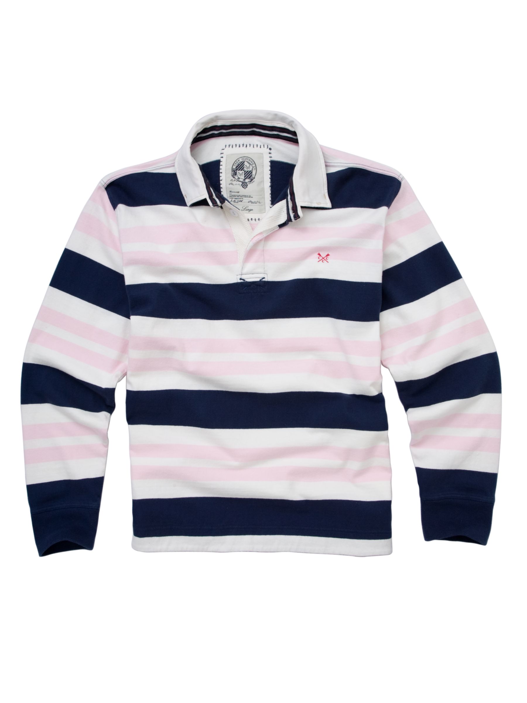 Crew Clothing Elba Rugby Shirt, White/Navy, L
