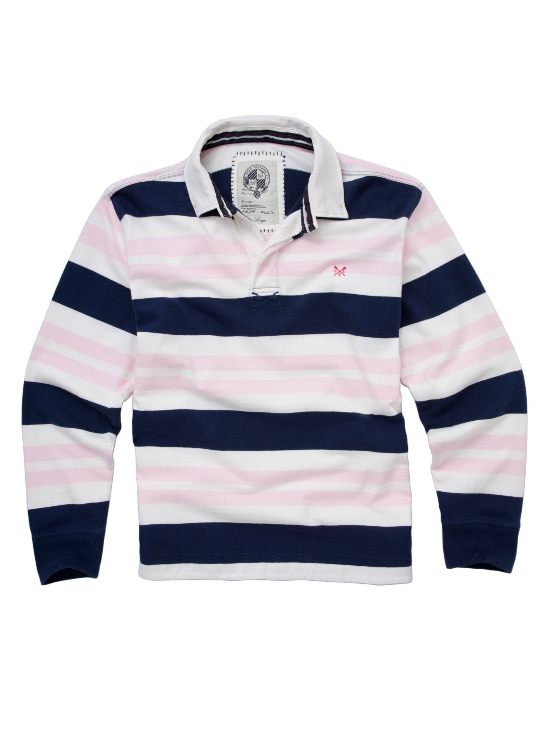 Crew Clothing Elba Rugby Shirt, White/Navy, M