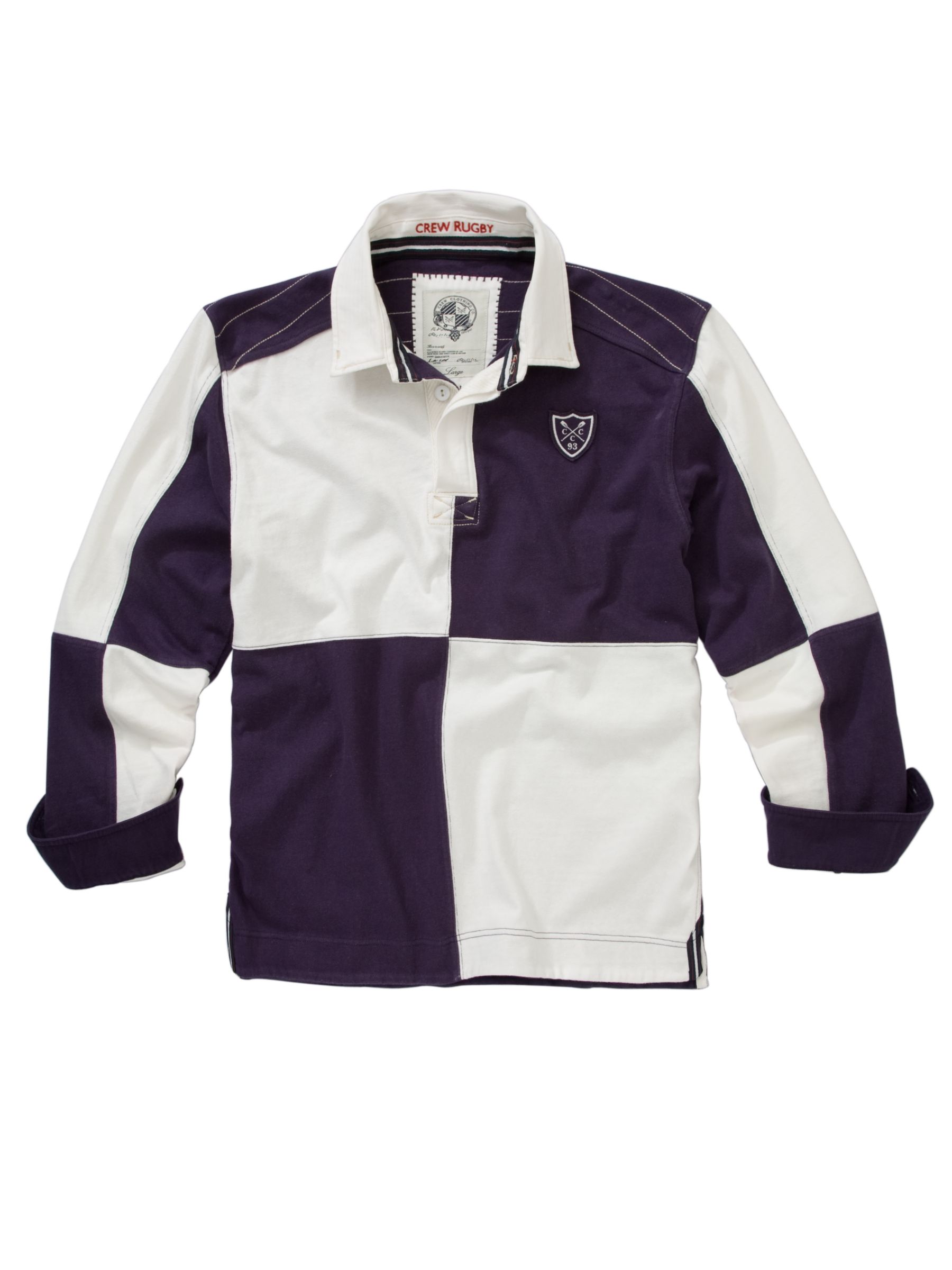 Crew Clothing Harrison Rugby Shirt, White/Navy, M