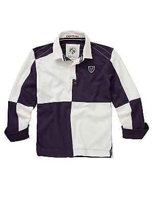 Crew Clothing Harrison Rugby Shirt, White/Navy, M