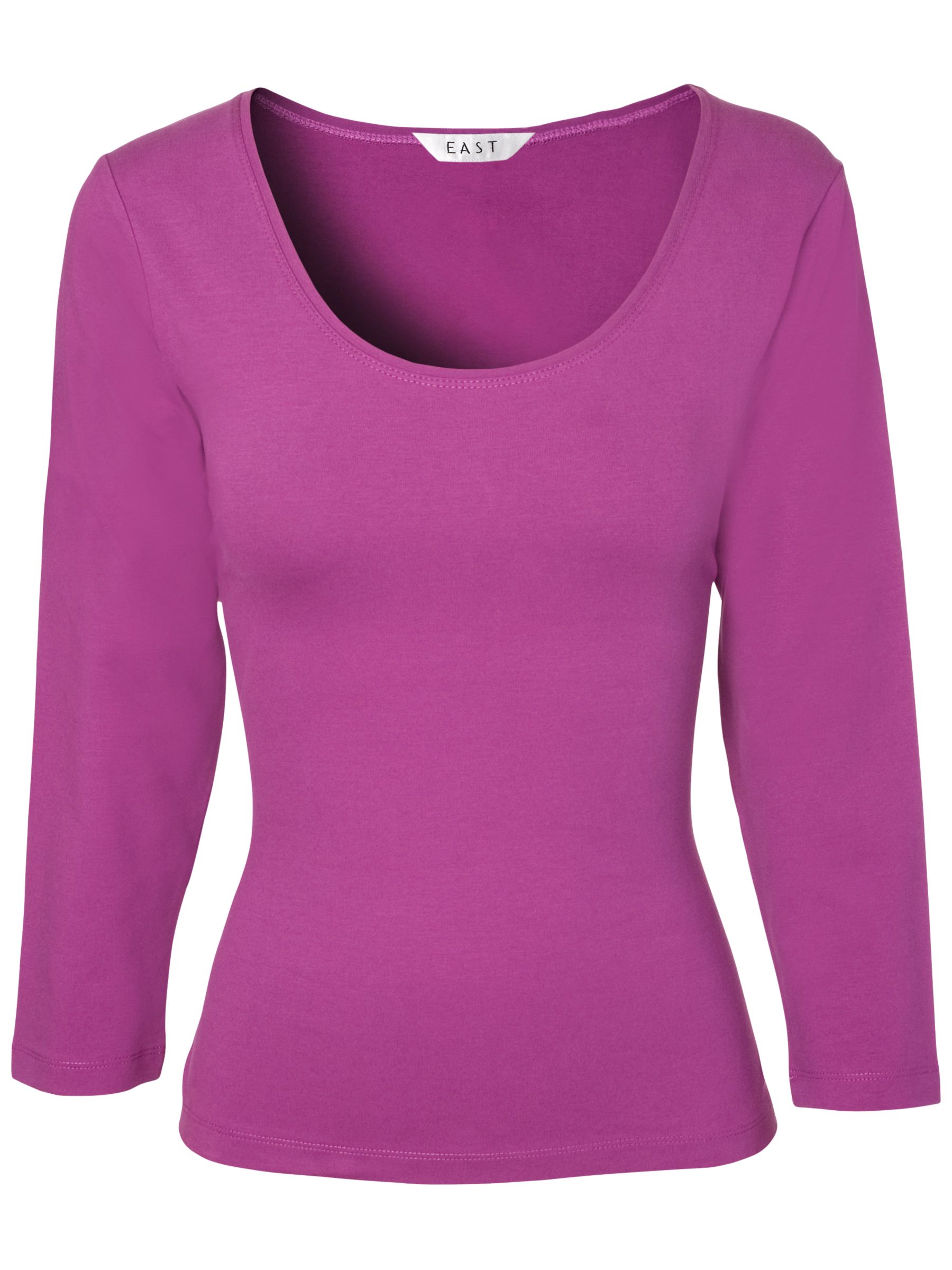 East Organic Cotton frac34 Sleeve Scoop Neck T Shirt Pink 10