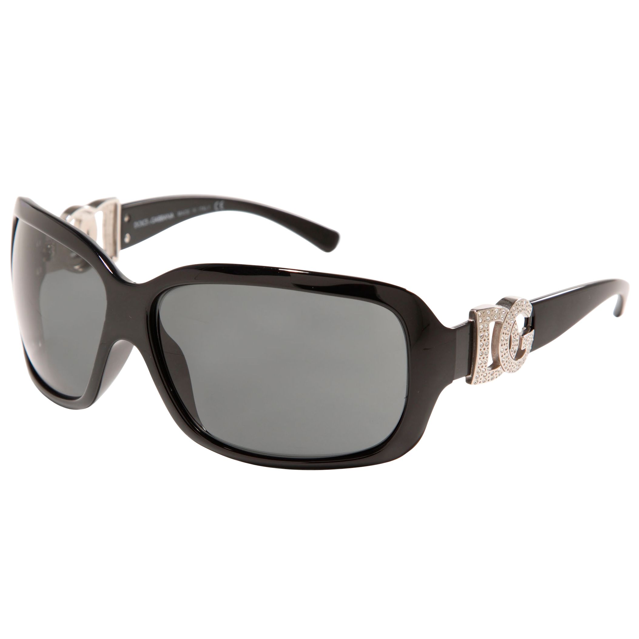 Dolce & Gabbana DG6029B Women's Large Diamante Logo Square Sunglasses, Black at John Lewis