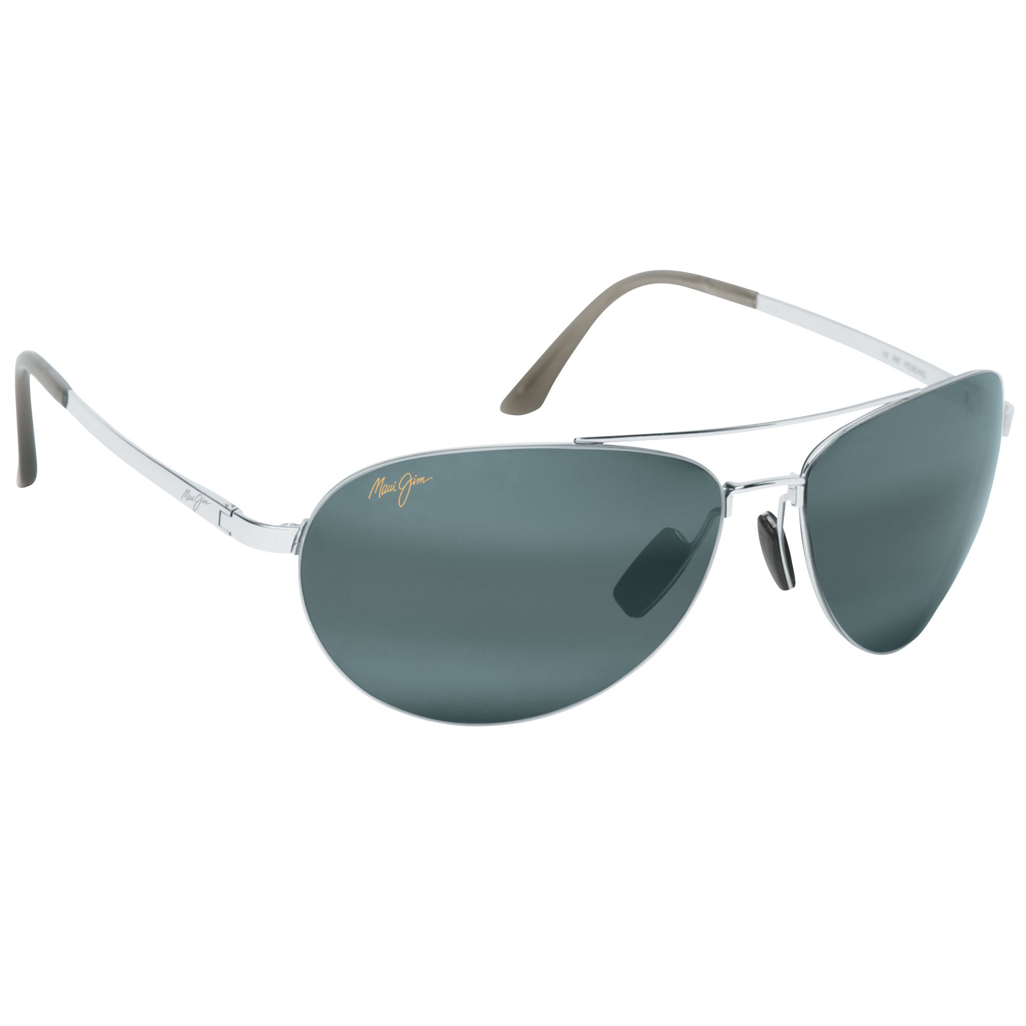 Maui Jim Pilot Aviator Men's Sunglasses, Silver at John Lewis
