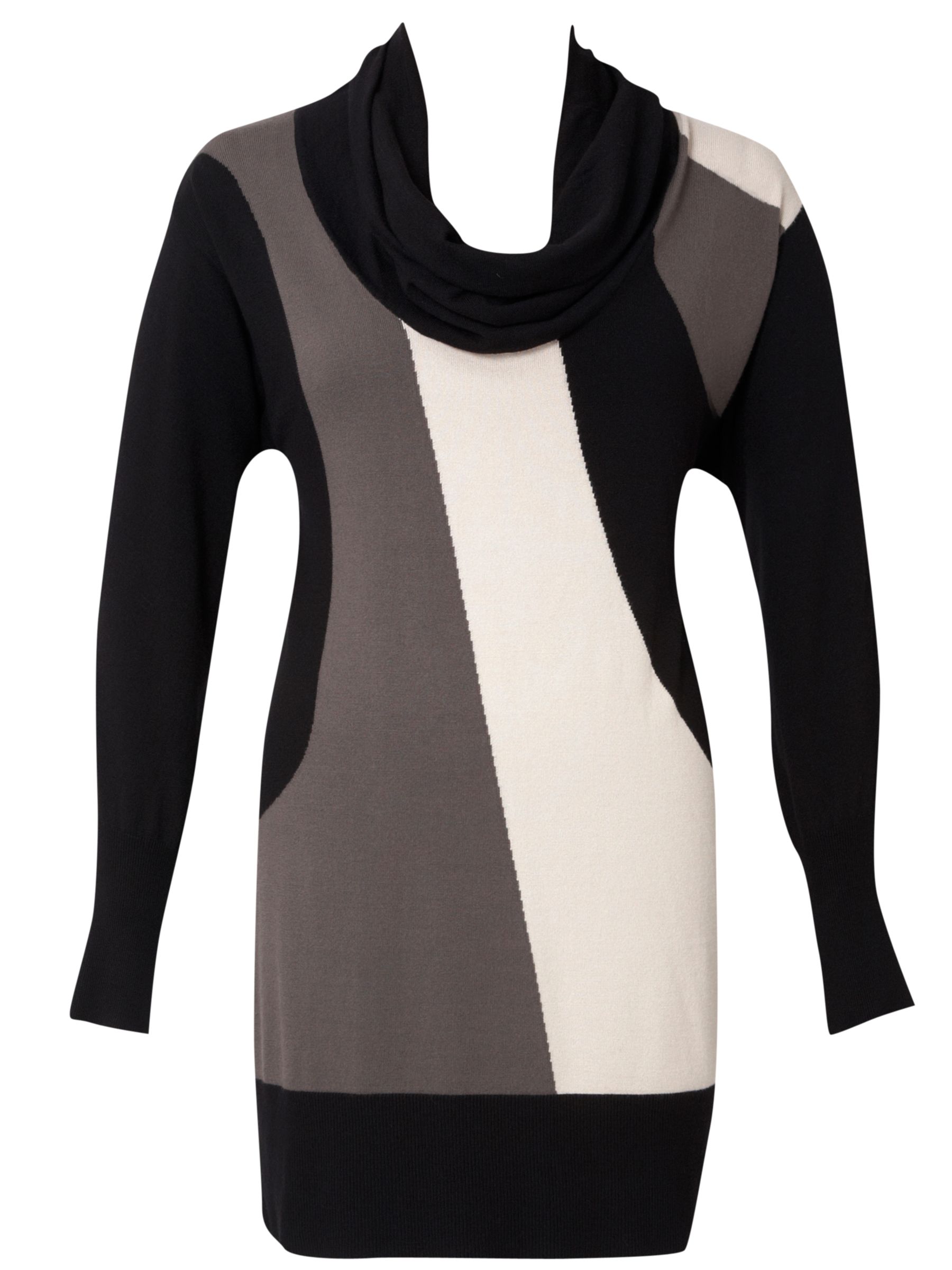 Coast Ilana Batwing Dress, Black/Grey/Cream, 15
