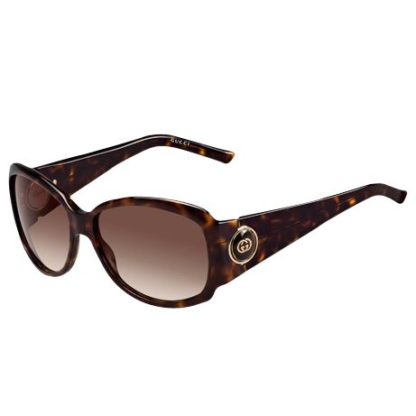 Gucci Women's Square Circular Logo Sunglasses, Tortoiseshell at John Lewis