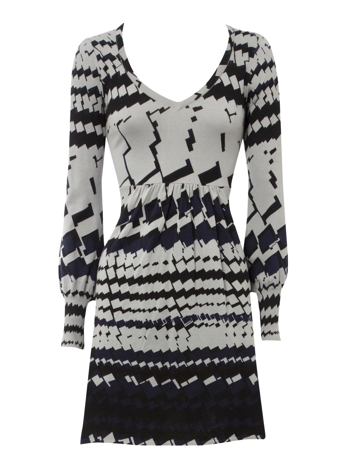 Oasis Graphic Print Dress, Grey Multi, S