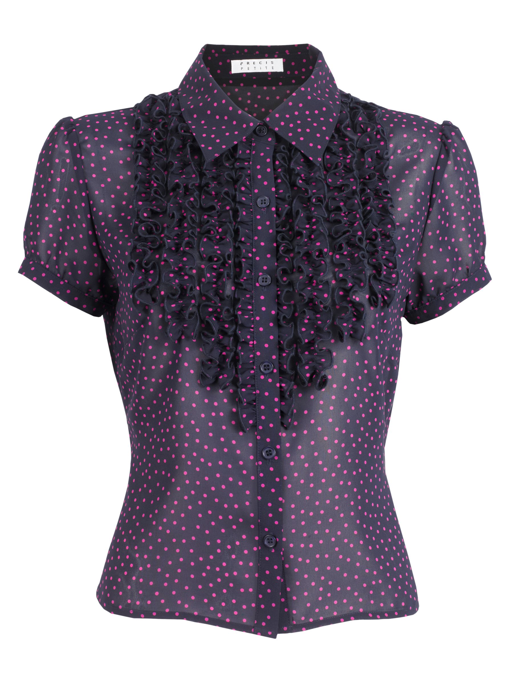 Precis Petite Frill Front Spotted Blouse,