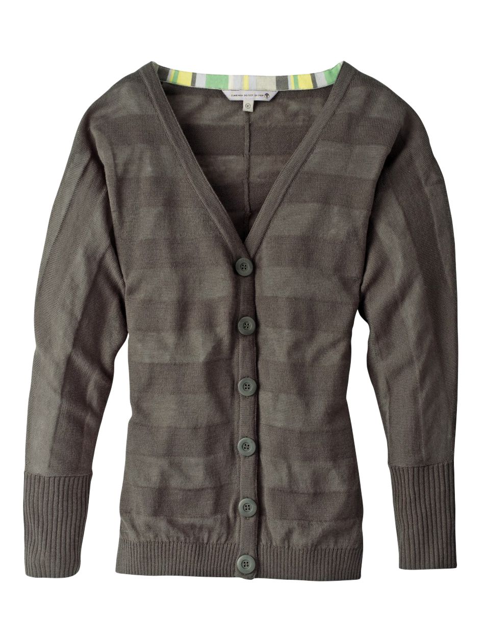 Fat Face Bowen Stripe Cardigan, Charcoal, 8