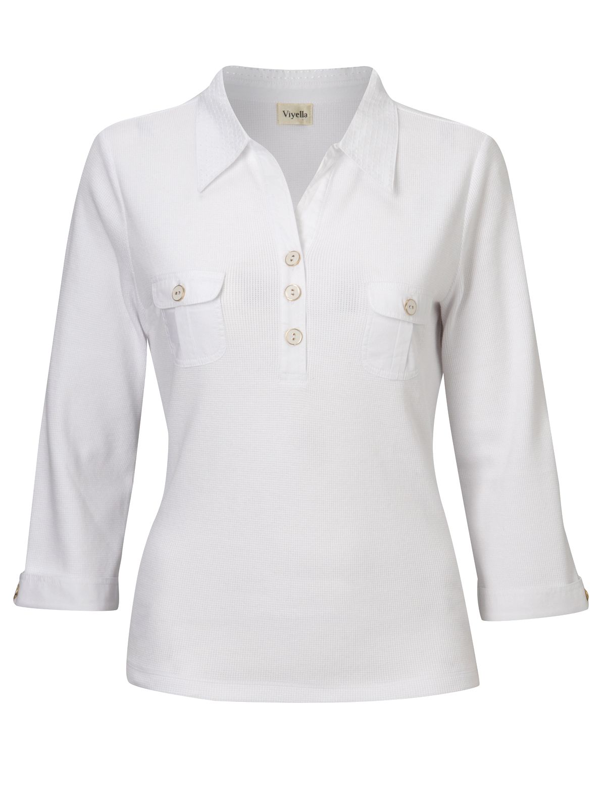 Viyella Pique Polo Top, White By Viyella