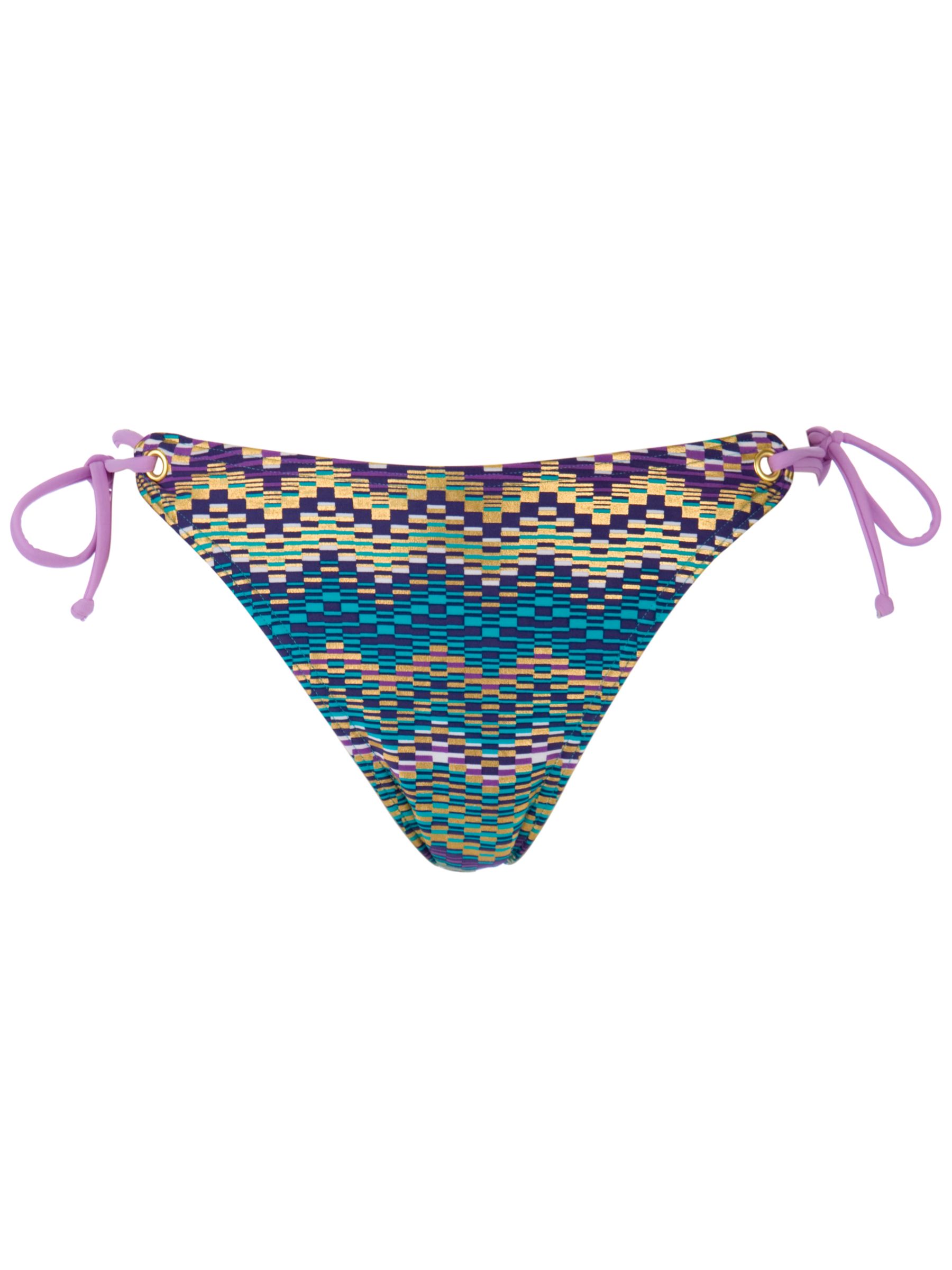 John Lewis Women Zig Zag Tie Side Bikini Briefs, Indigo Multi