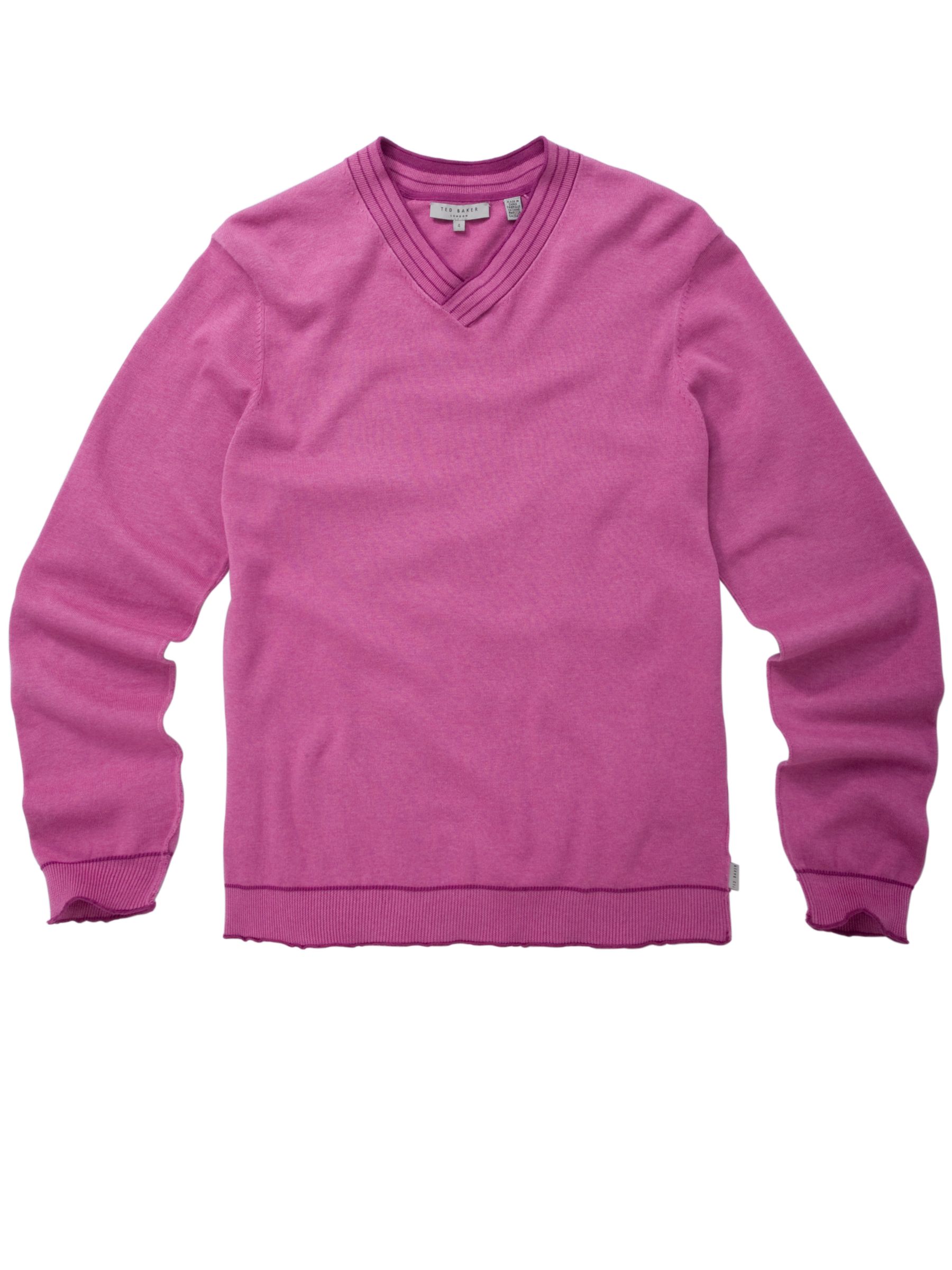 Ted Baker Organic Cotton V Neck Jumper Pink XL