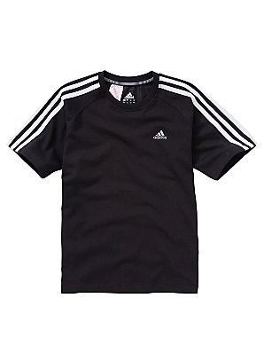 Adidas Short Sleeve T-Shirt, Black/White, 8 years