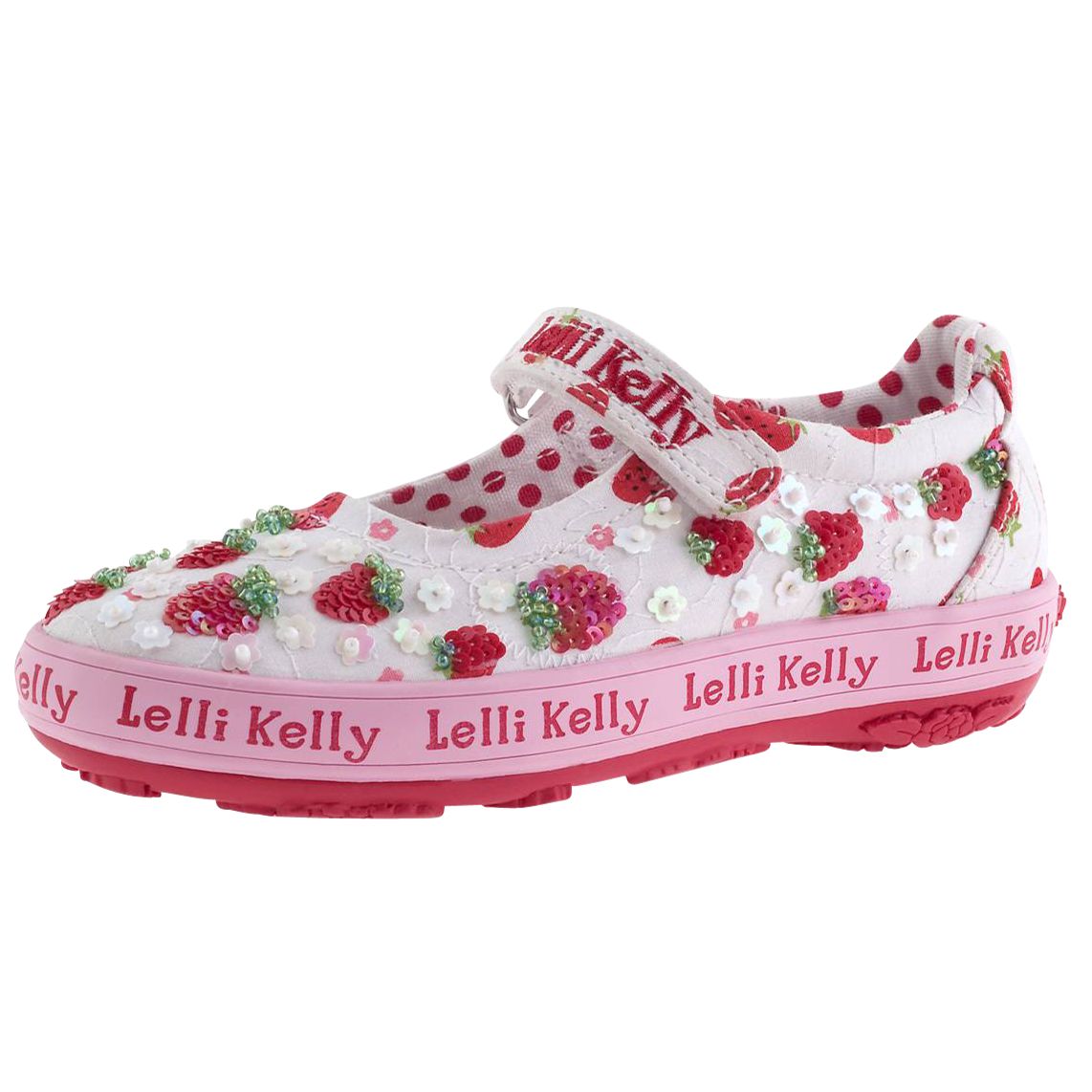 Lelli Kelly Strawberry Print Dolly Shoes Redwhite 7 Junior
