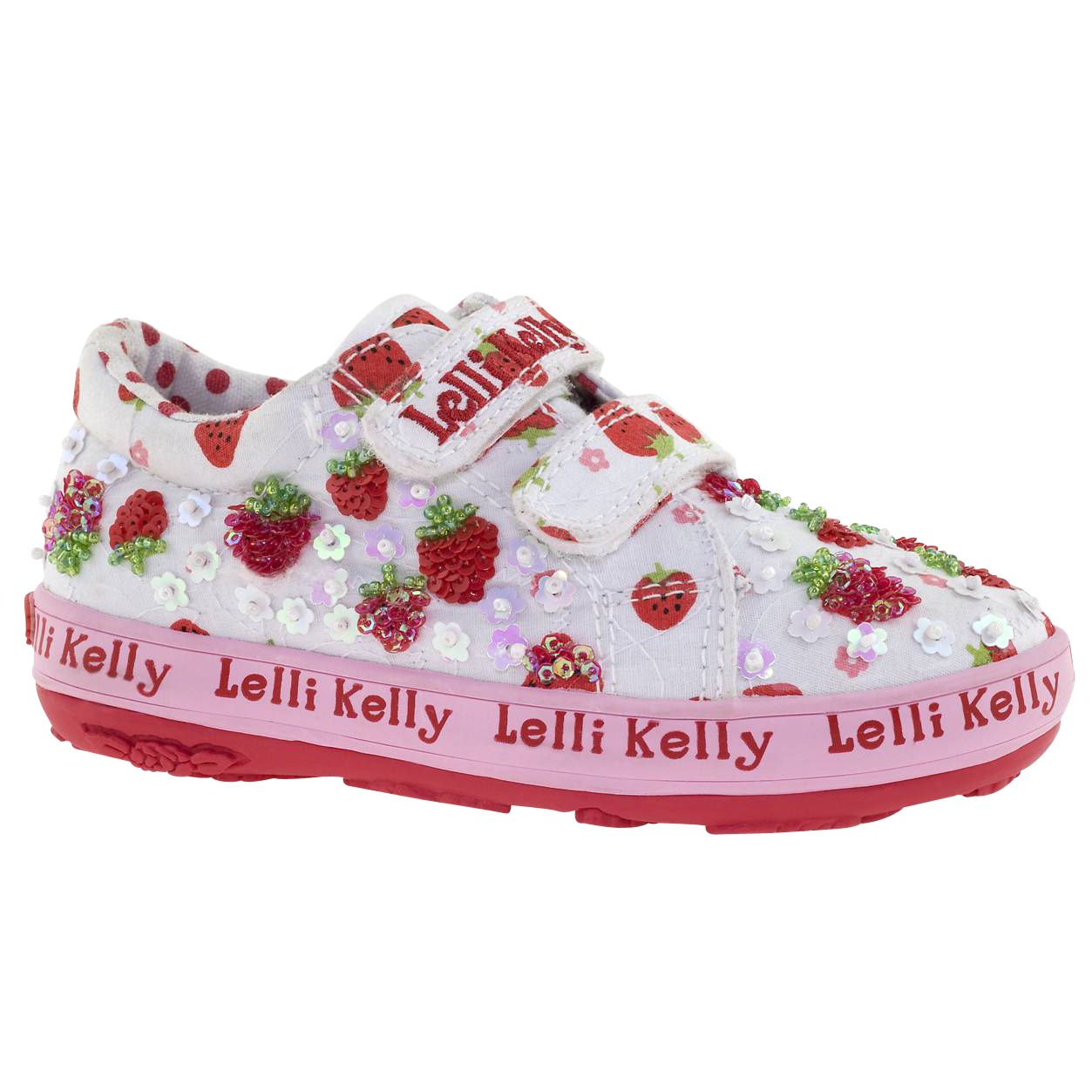 Lelli Kelly Strawberry Print Velcro Shoes Redwhite 8 Junior