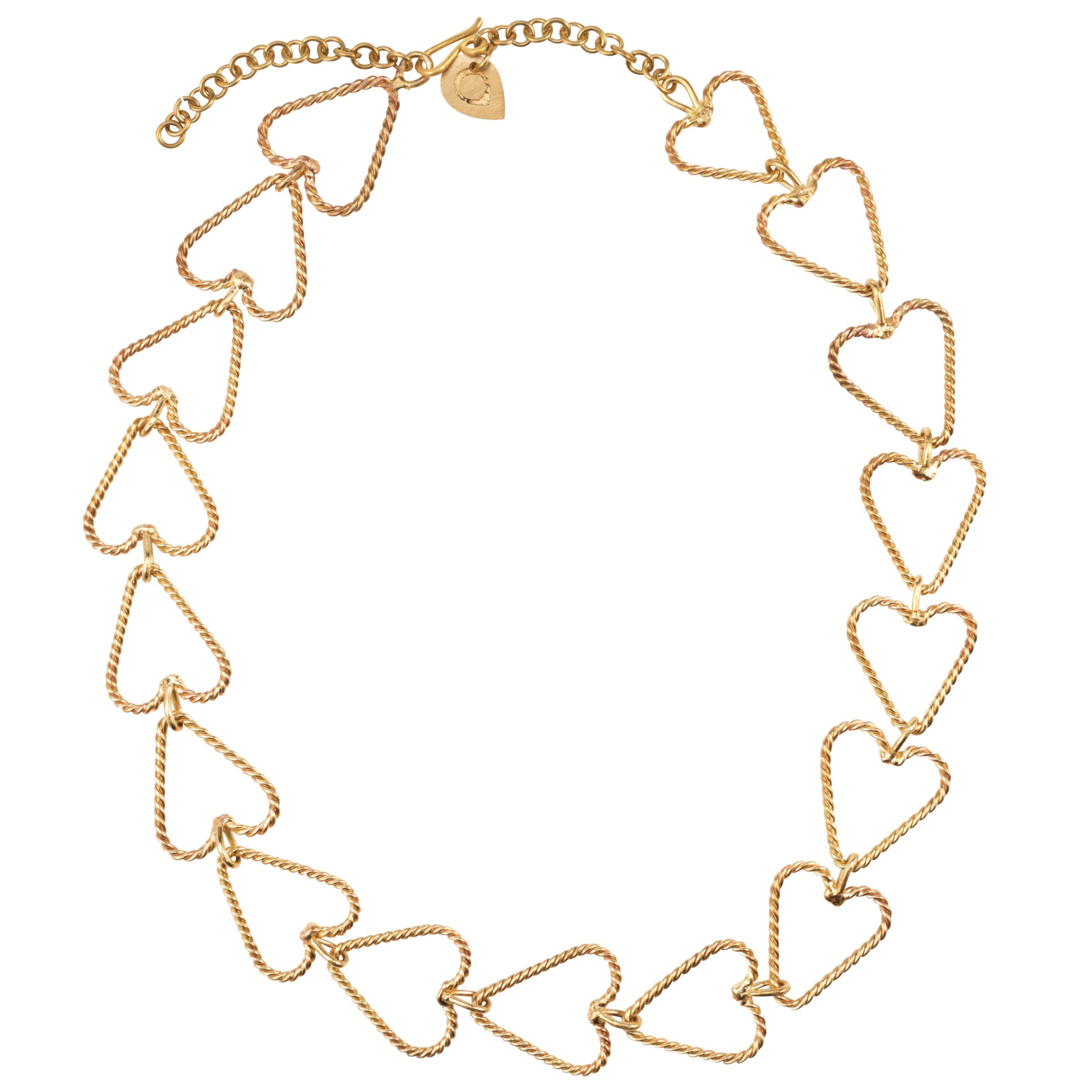Made Brass Hoop Hearts Necklace
