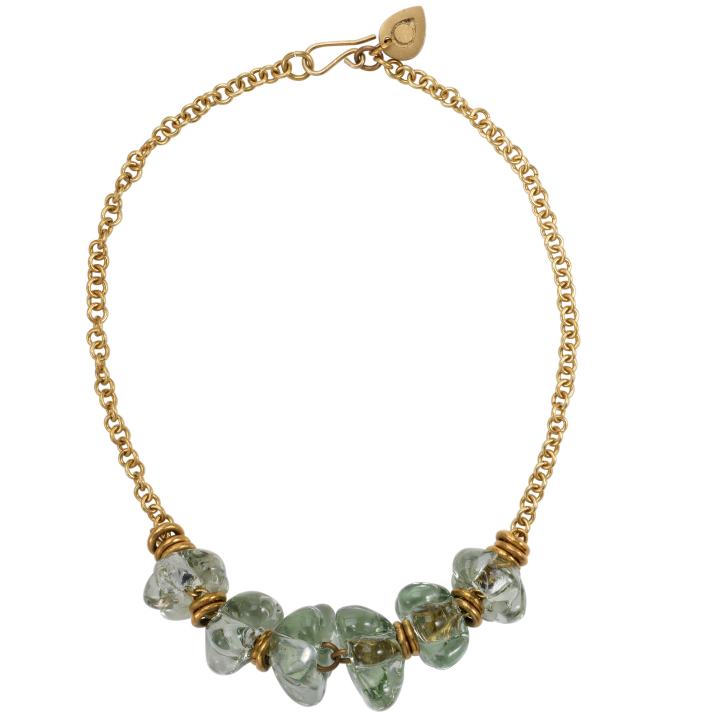 Made Green Glass Petal Necklace
