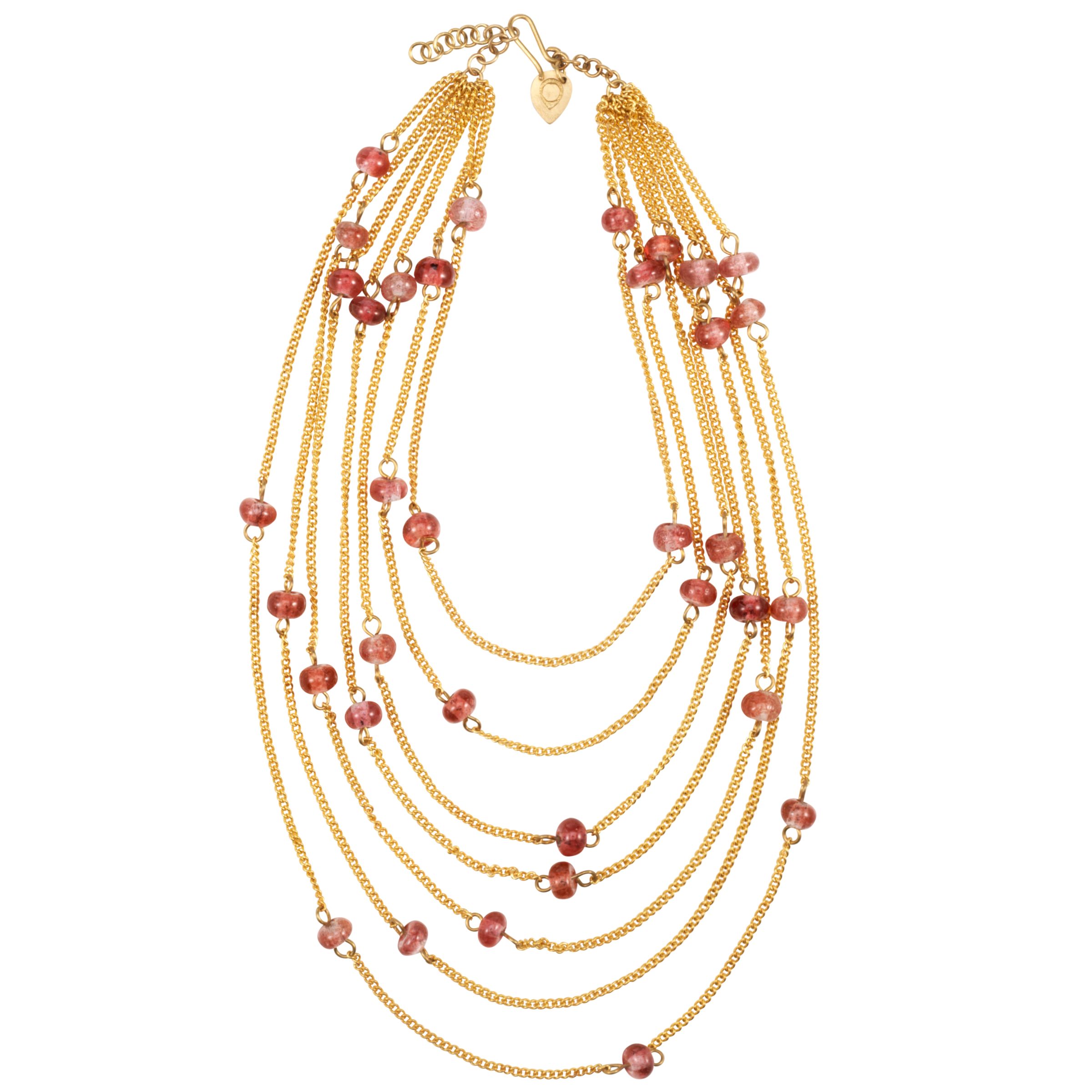 Made Pink Glass Bead Multi-Strand Necklace