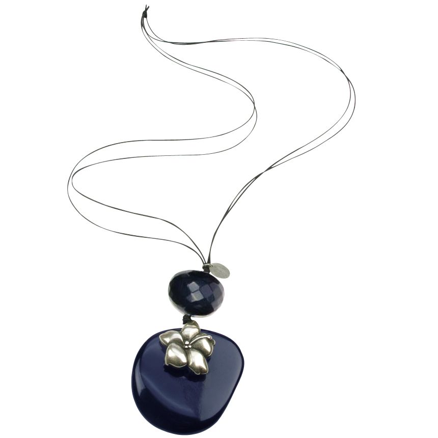 Angie Gooderham Navy Flow Pendant Necklace