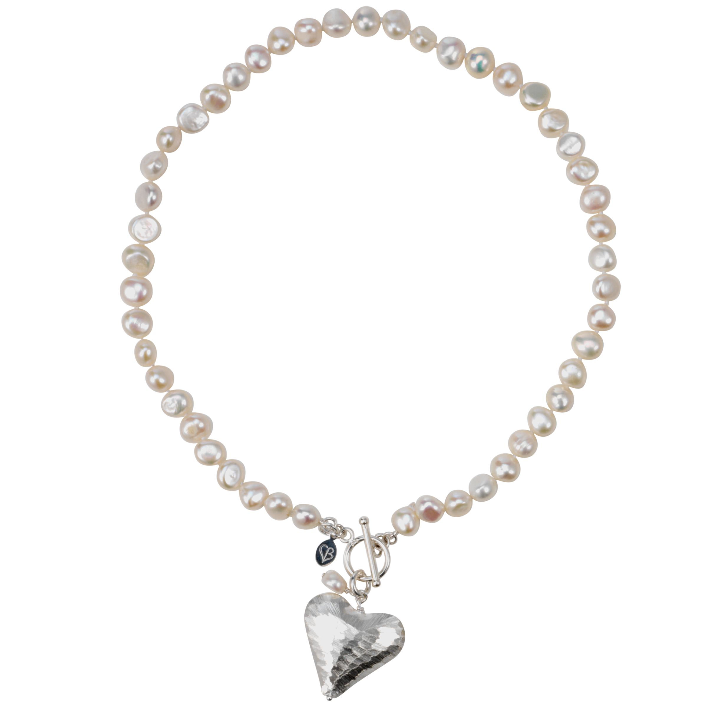 Claudia Bradby Snake Skin Heart White Pearl Necklace