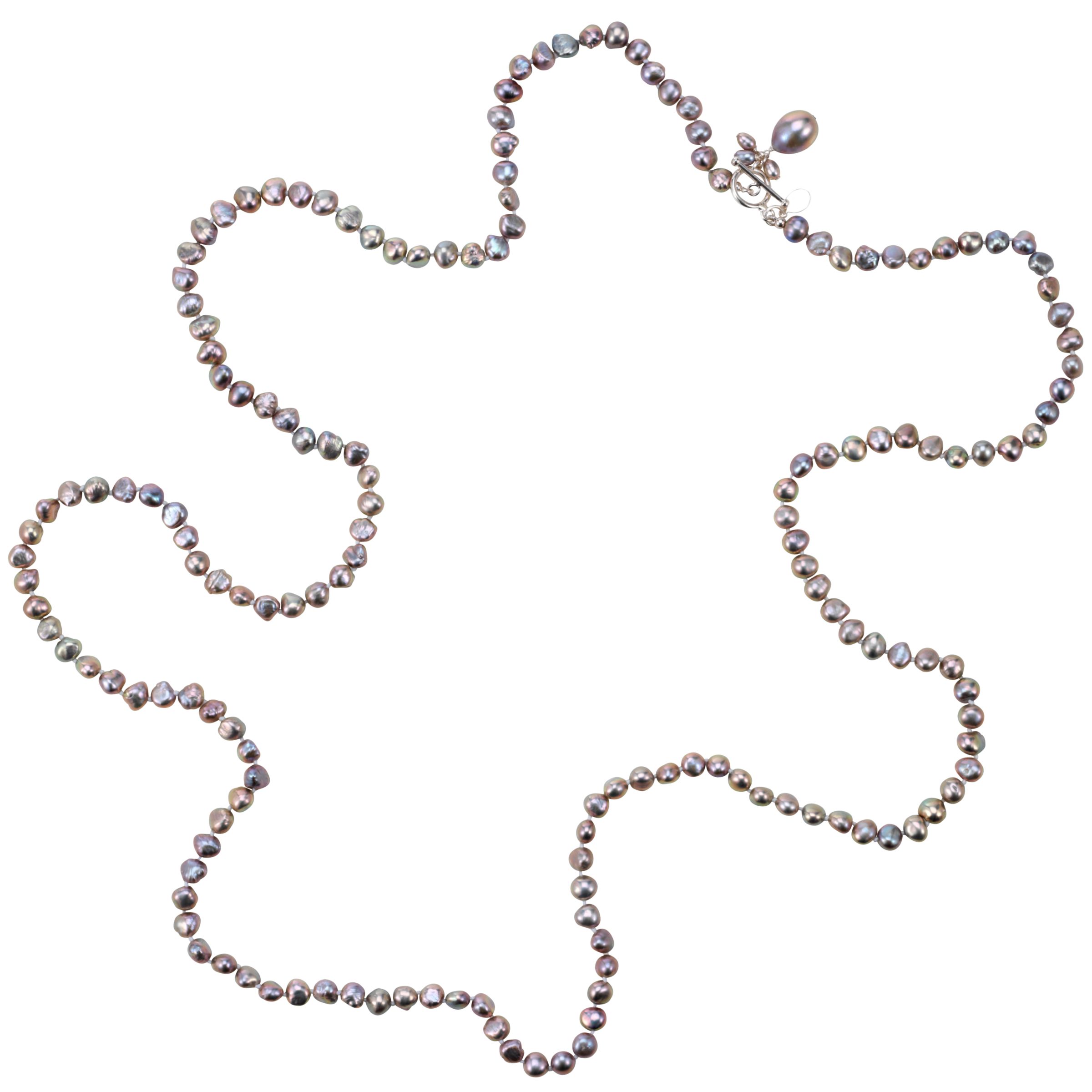 Claudia Bradby Drop Pearl Rope Necklace, Purple