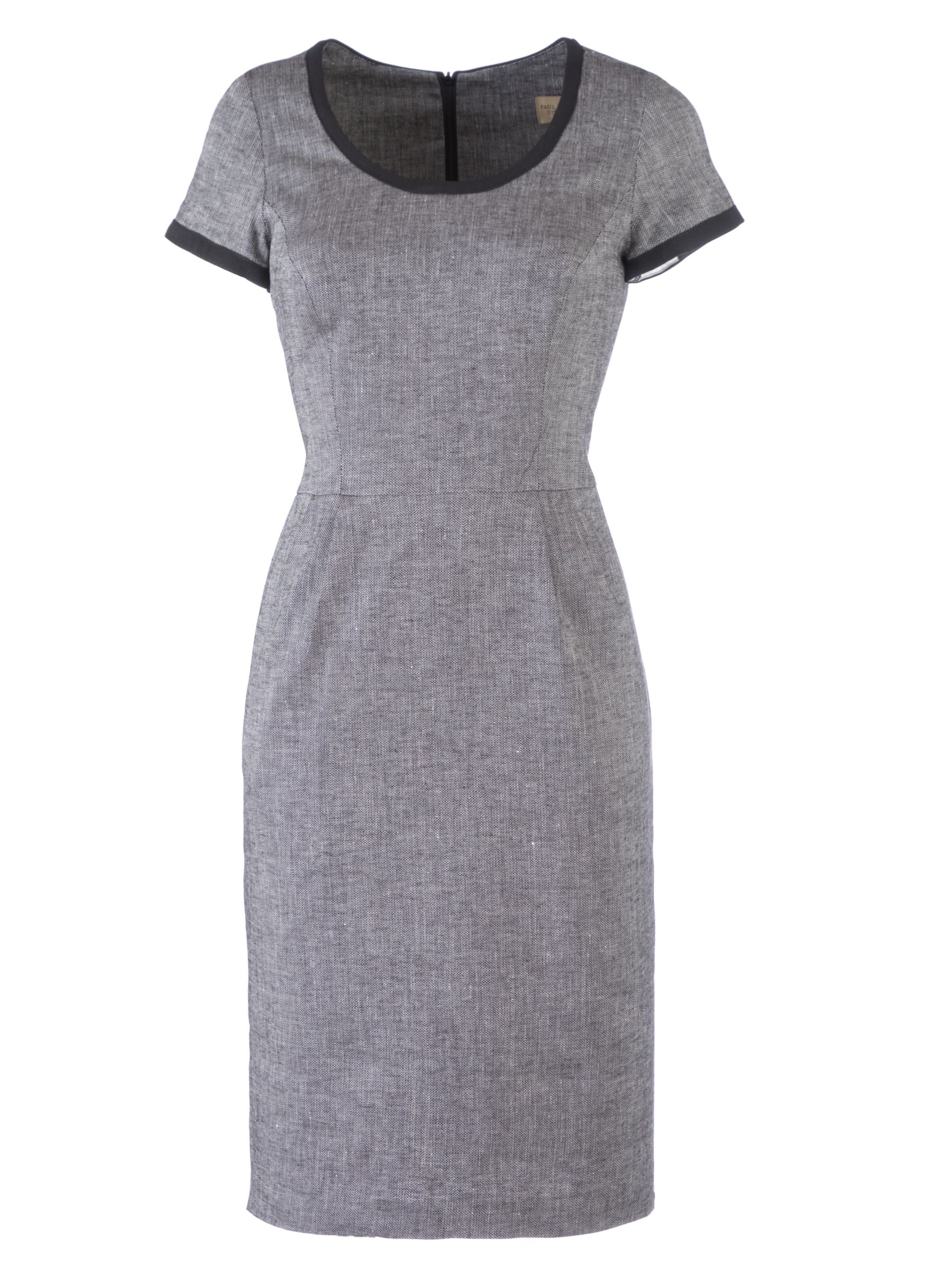 Paul Costelloe Contrast Front Linen Mix Dress, Black, 14