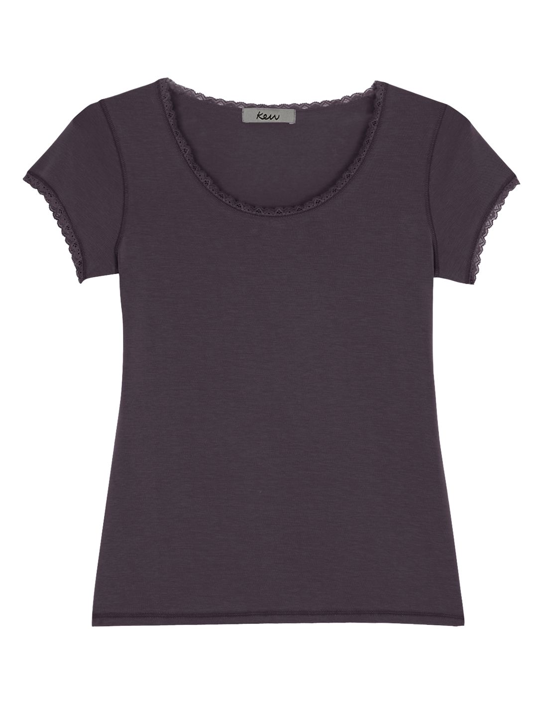 Kew Lace Trim Cap Sleeve T-Shirt, Mauve, M