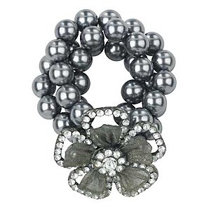 Planet Diamanté Flower Bracelet, Pewter