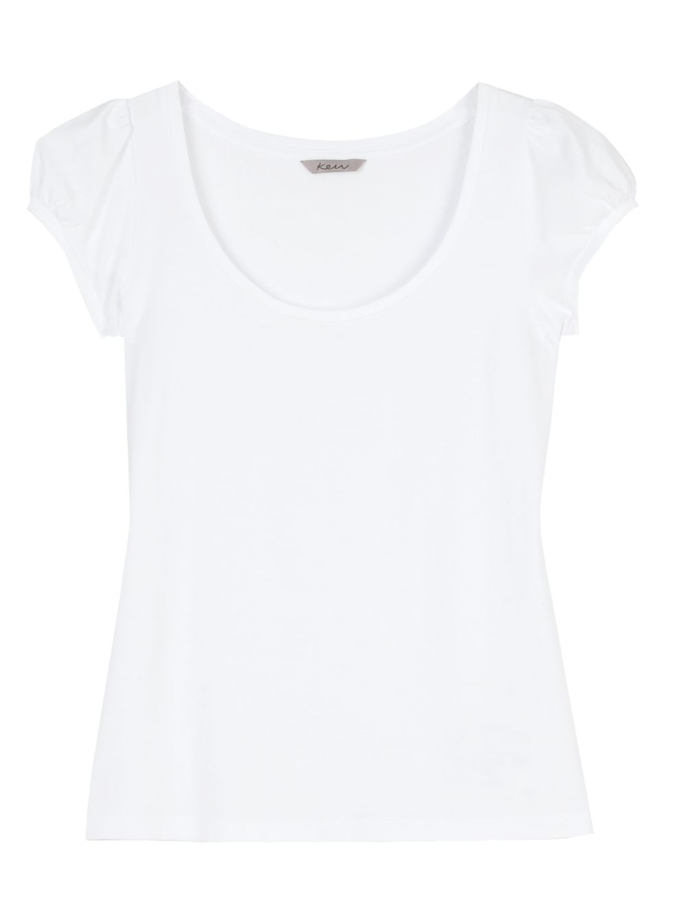 Puff Sleeve Scoop Neck T-Shirt, White