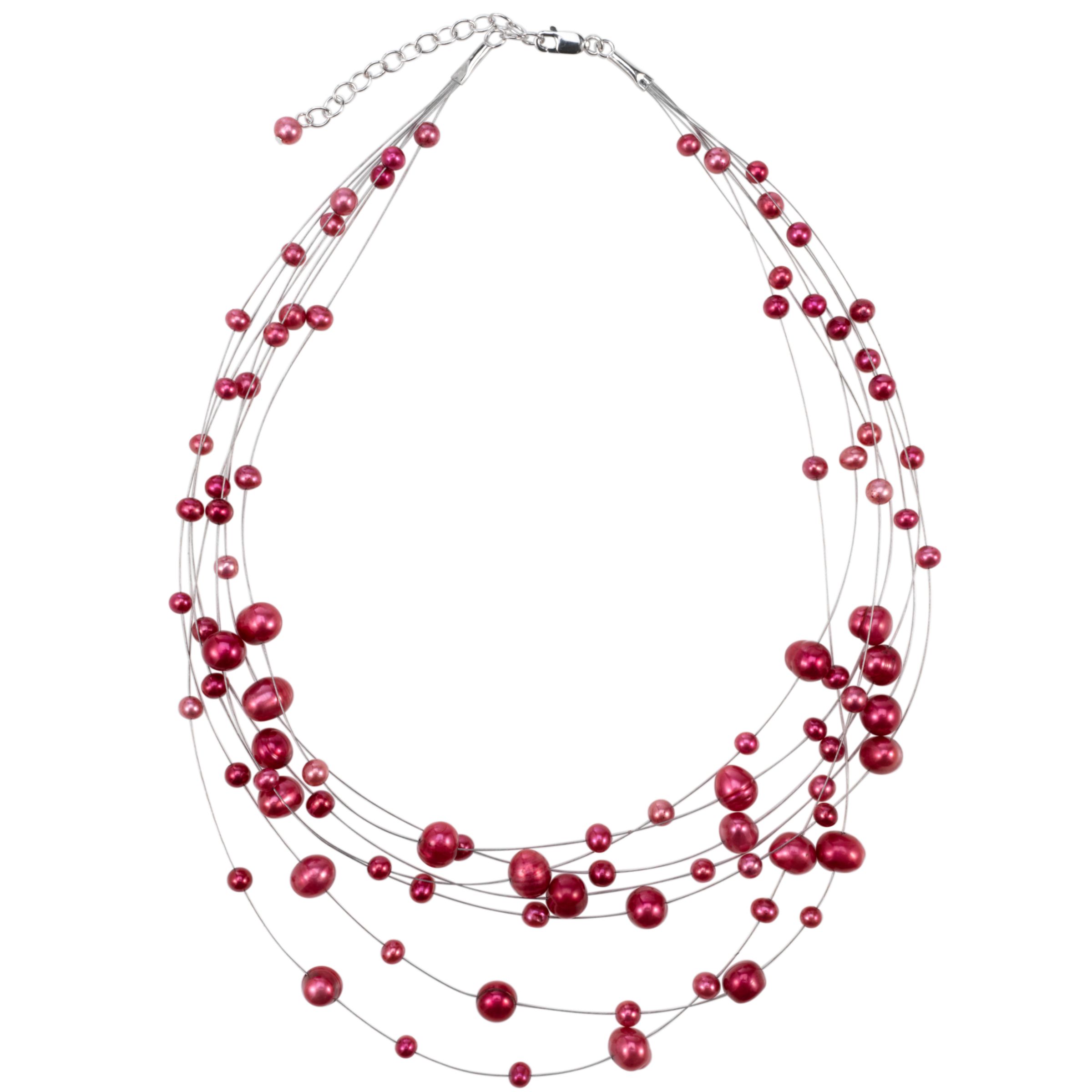 Lido Pearls Wire 7 Strand Pearl Illusion Necklace, Pink