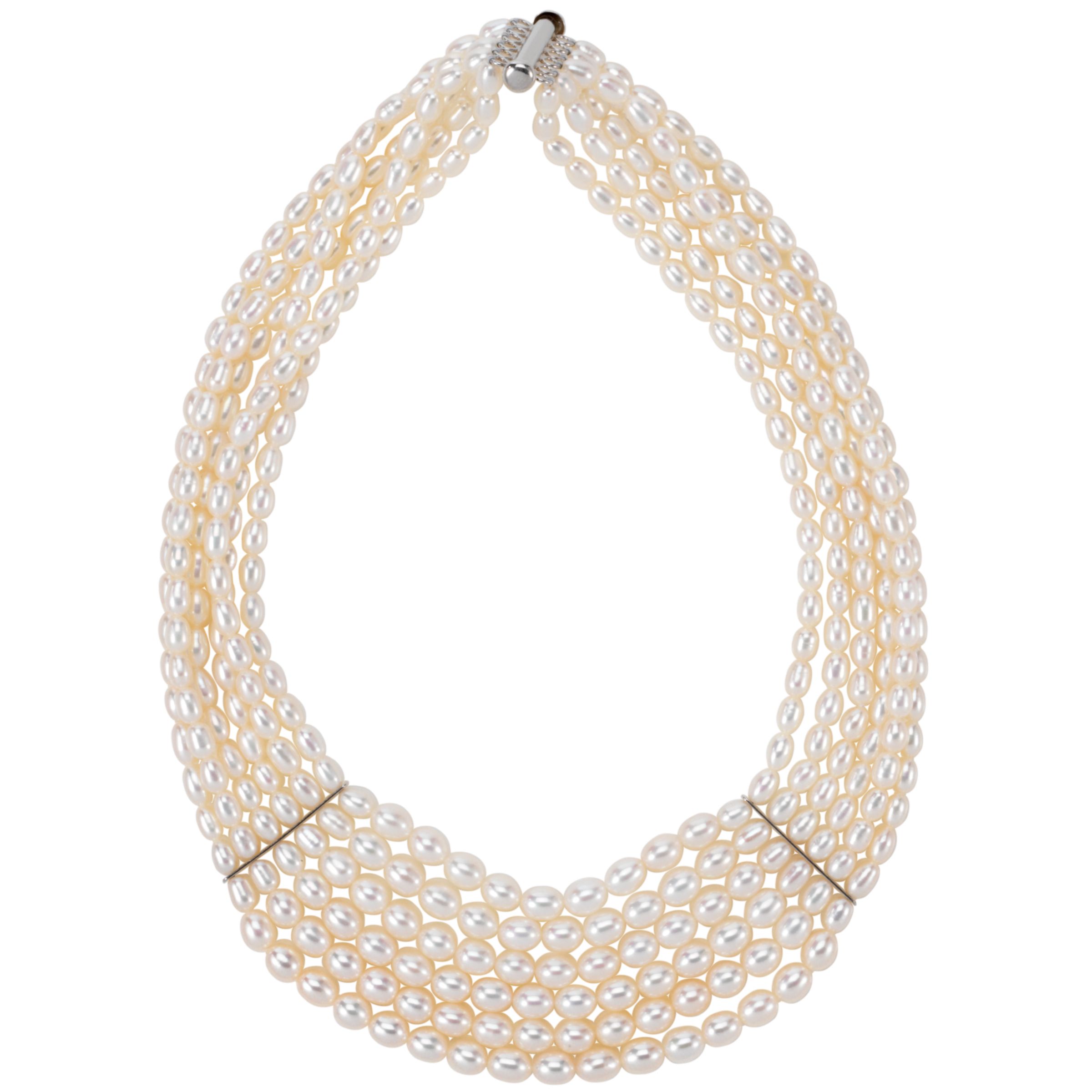 Lido Pearls 6 Row Classic White Pearl Necklace