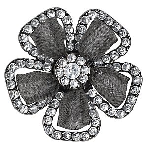Planet Diamanté Flower Brooch, Pewter