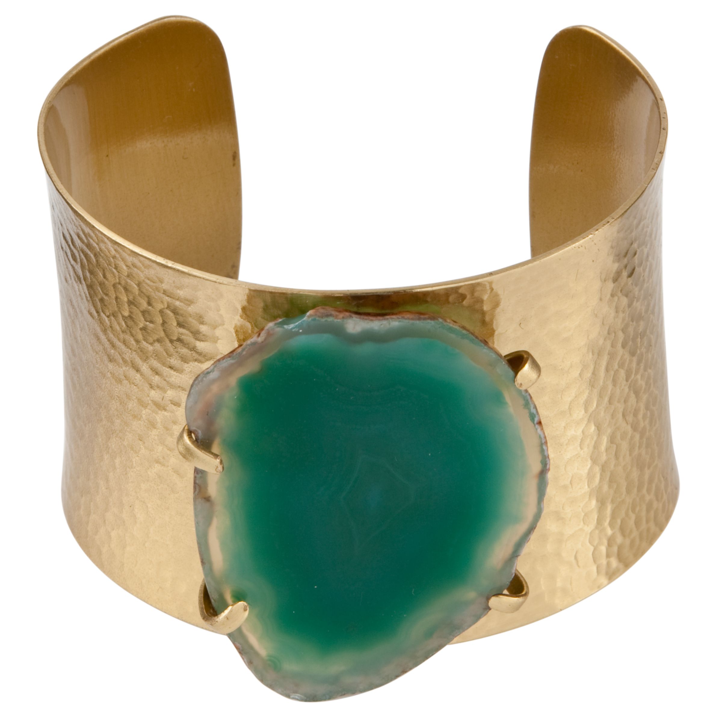 COLLECTION, John Lewis Women Brass Cuff, Green Agate