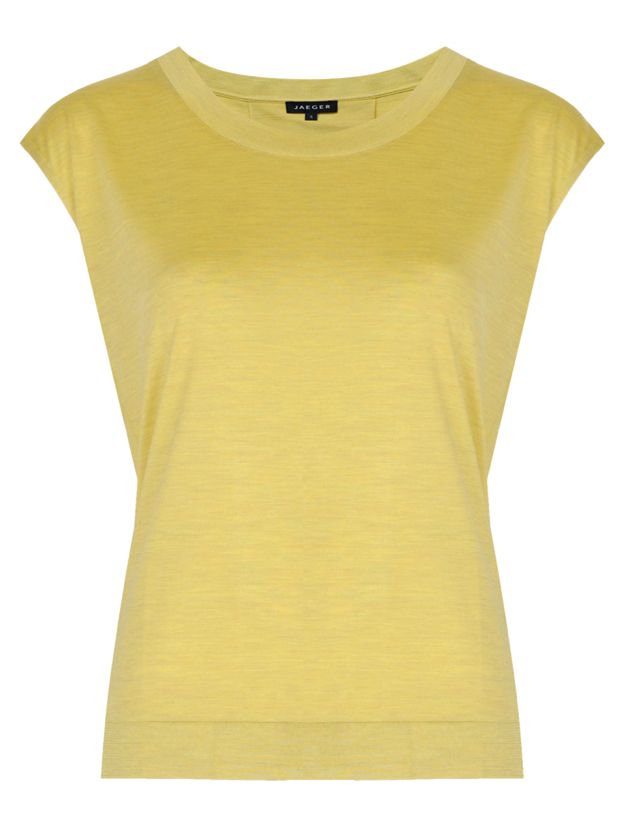 Jaeger Silk Cap Sleeve Underpiece Top, Citronella