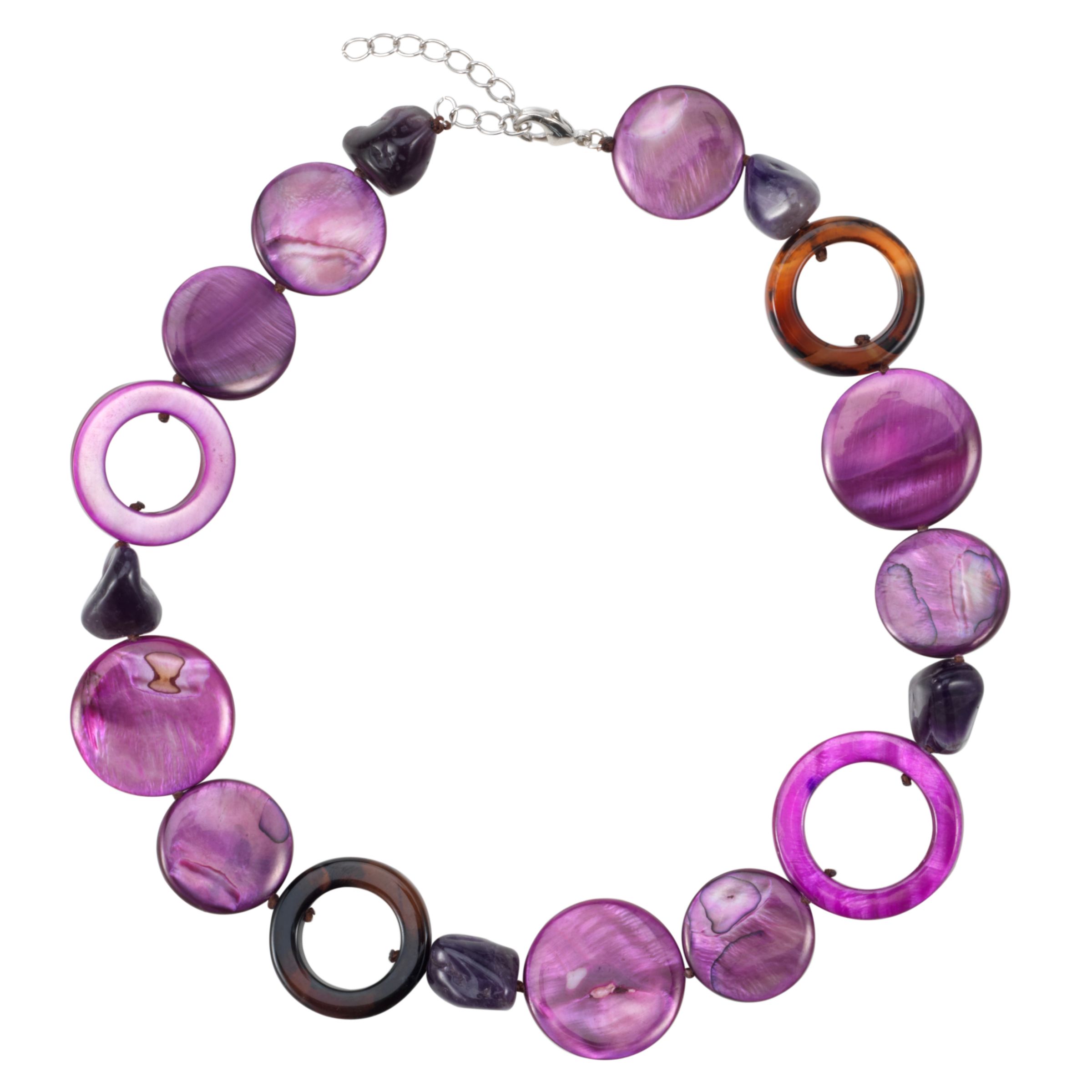 John Lewis Women - Gemstones Amethyst and Agate Short Necklace, Purple