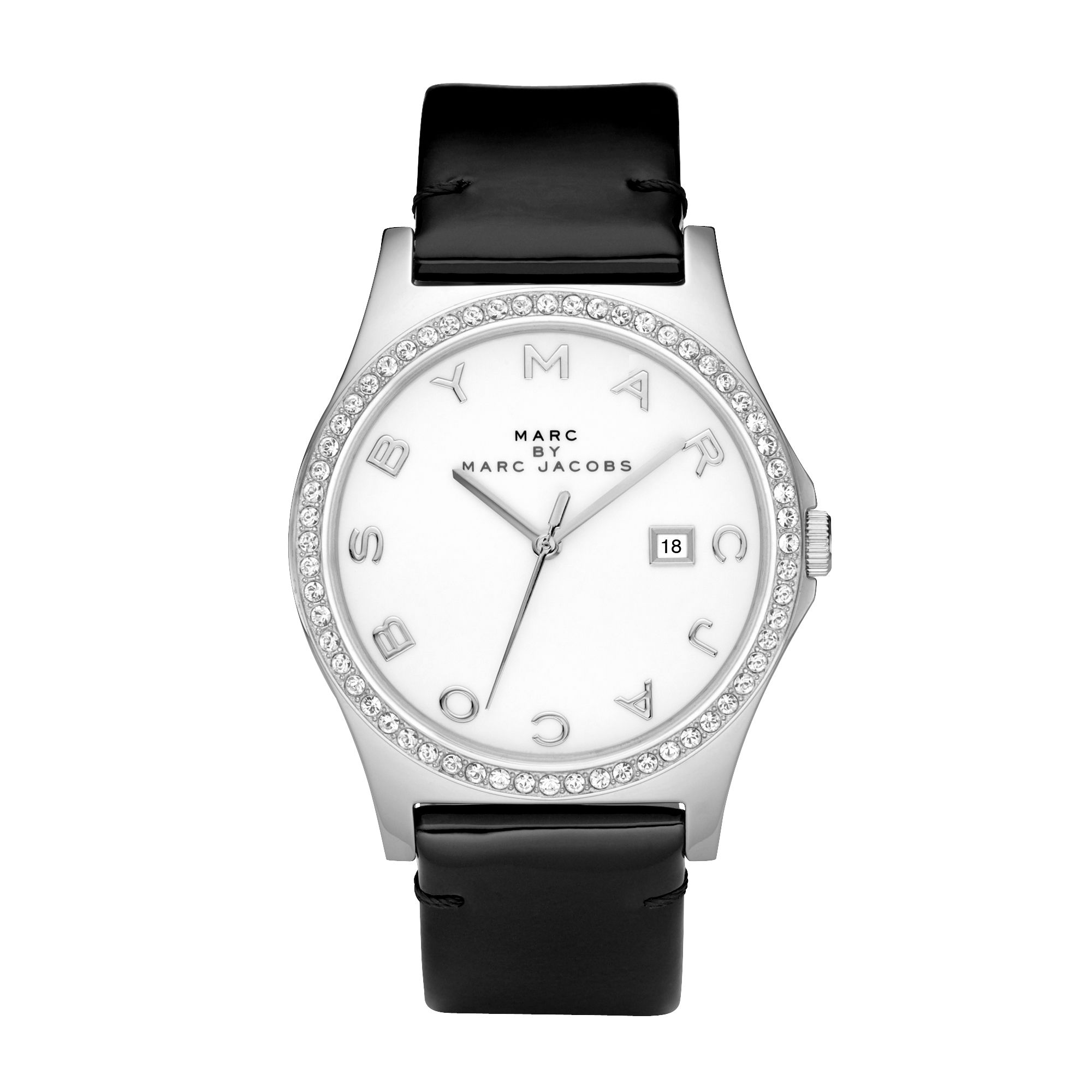 Marc by Marc Jacobs Women's Patent Leather Strap Watch, Black at John Lewis
