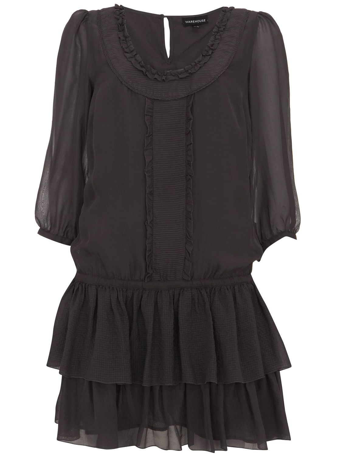 Warehouse Washed Silk Drop Waist Dress, Plum, 8