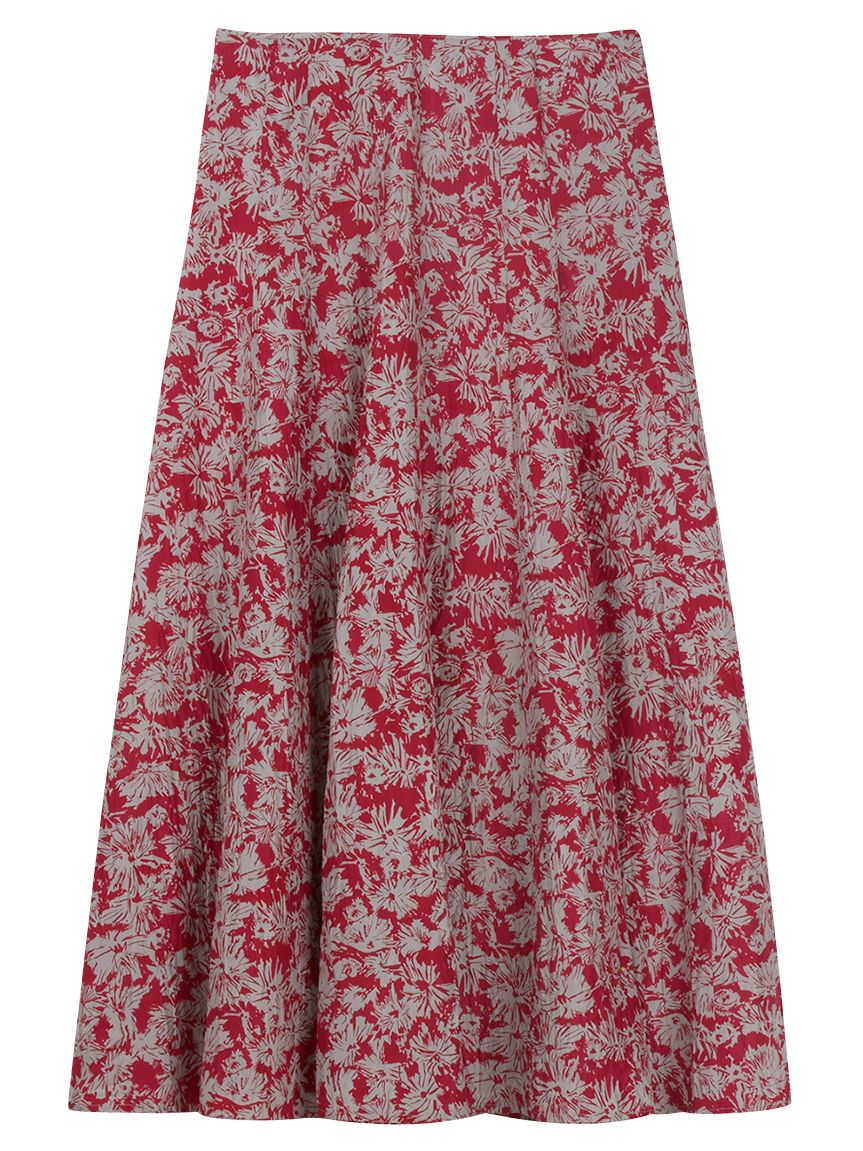 Kew Floral Print Silk Maxi Skirt, Camelia