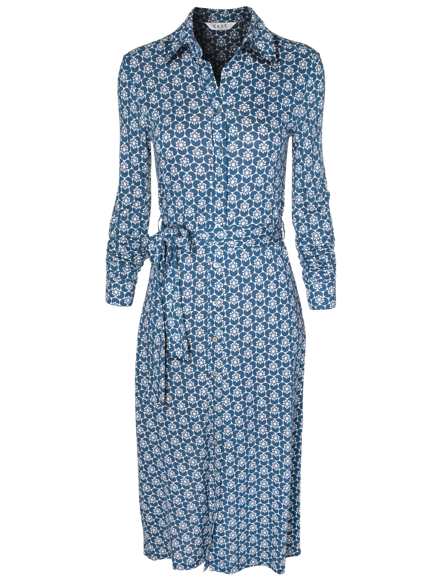 East Russillion Print Shirt Dress, Blue, 10