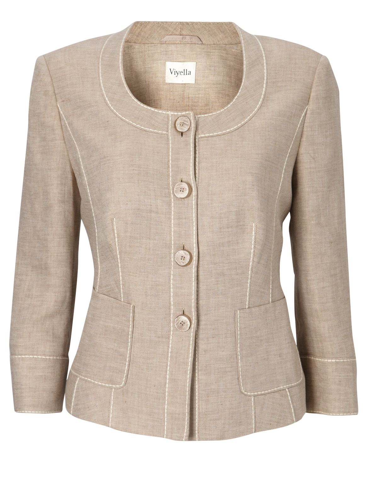 Viyella Two Tone Linen Jacket, Taupe, 16
