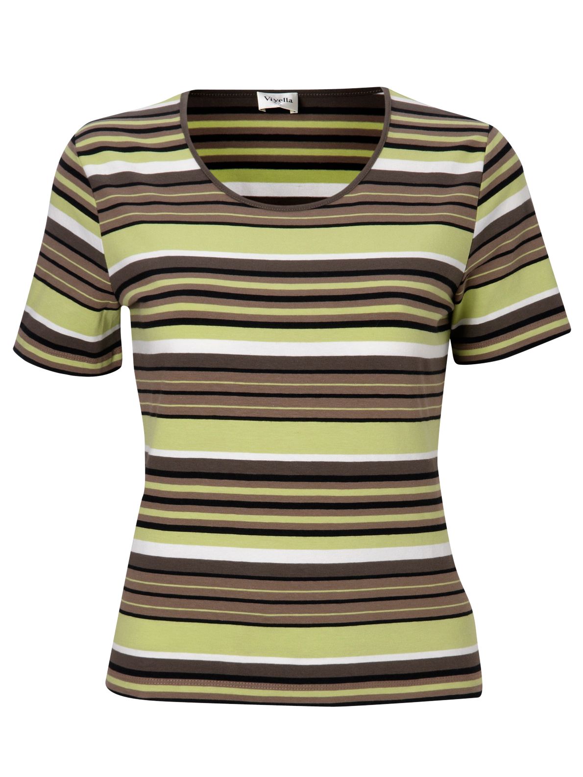 Viyella Stripe Short Sleeve T-Shirt, Khaki